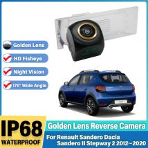 Telecamera posteriore per Renault Sandero Dacia Sandero II Stepway 2 2012 ~ 2020 Telecamera retromarcia di backup targa Telecamera dorata