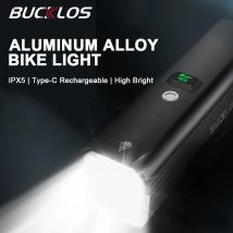 Lampa rowerowa BUCKLOS Smart Sensor, aluminiowa, wodoodporna, ładowana przez USB-C, przednia, akcesoria rowerowe