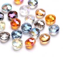 10 pezzi 14mm perline di vetro cristallo sfaccettato forma rotonda piatta per fai da te creazione di gioielli artigianali orecchini collana accessori all'ingrosso