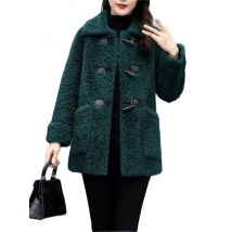 Women's New Middle-Aged And Elderly Cashmere Thickened Imitation Lamb Wool Overcoat Female Winter Grain Wool Middle Long Coat