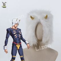 JoJo's Bizarre Adventure Cosplay Wetterbericht Jojo Mütze Plüsch Weiß Warme Wintermütze Stein Ozean Wetterbericht Cosplay