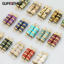 GUFEATHER, 10 Stück/Los, MG58, Schmuckzubehör, Edelstahl, Naturstein, zwei Ringe, Charms, handgefertigt, Stecker, Schmuckherstellung
