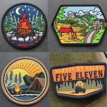 Nuovo Moonlight Night Campfire Paesaggio esterno Grande borsa da parete Distintivo Bracciale fai da te Grande morale Gancio Loop Zaino Giacca Patch
