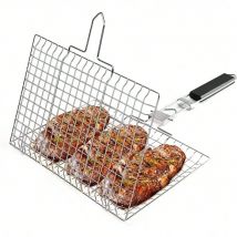 Faltbarer tragbarer Outdoor-Camping-Grill rost aus Edelstahl mit abnehmbarem Griff Grill korb Grill geräte