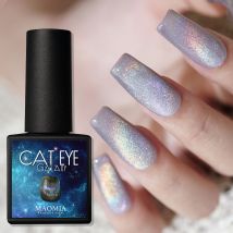 Katzenaugen-Decklack, Gel-Nagellack, Laser-Regenbogen-Galaxie, holografisch, bunt, reflektierend, glitzernd, magnetisch, glänzendes Hologramm, Einhorn