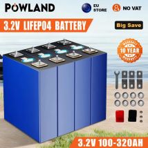 POWLAND 4PCS 3.2V 320Ah 280Ah 150Ah 100Ah LiFePO4 batteria ricaricabile fai da te 12V per auto elettrica RV energia solare carrello da golf EU