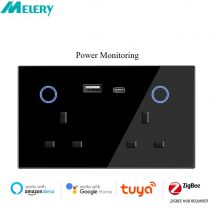 Melery PD 20W Type-c USB UK Zigbee Smart Wall Socket Touch Switch Plug Outlet Power Monitoring Remote by Tuya Alexa Google Home