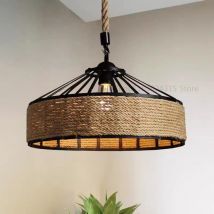 Lámpara colgante clásica de cuerda de cáñamo, Lustre para techo, luz clásica Retro antigua de hierro Industrial para comedor