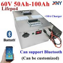 60V 50Ah 100Ah LiFePO4 Akku Eingebautes Bluetooth BMS Lithium-Eisenphosphat für Solar-Golfwagen RV-Speicherboot