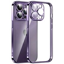 Luxury Plating Transparent Case For iPhone 11 12 13 14 15 Pro Max Square Frame Silicone X XR XS Max 8 Plus Clear Back Cover Case