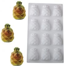 Diamant-Ananas-Silikon-Mousse-Form mit 12 Mulden, Fruchtform, Kuchenform, Schokolade, Pudding, französisches Gebäck, Backform