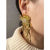 High Quality Metal Golden Plated Eyes Dangle Earrings For Women Jewelry New Arrival Fashion Exaggerated Lady Ears' Accessories