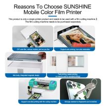 SUNSHINE C1 Mini-Handy-DIY-Farbfilmdrucker, WiFi-Direktfarbfilmdruckwerkzeug für Mobiltelefone unter 7,5 Zoll
