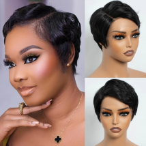 Straight Pixie Cut Wig Human Hair Wigs 13x6x1 Transparent Lace Front Short Bob Wig TPart Lace Wig Brazilian Human Hair For Women