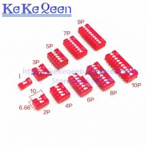 NEW Red Direct dial code switch DIP switch DS-1P/2P/3P/4P/5P/6P/7P/8P/9P/10P/12P 2.54MM Coding switch DS pitch Side Pin=2.54mm