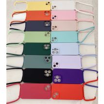 Crossbody Necklace Lanyard Cord Strap Liquid Silicone Case For iPhone 17 16 15 13 11 12 14 Pro Max XS XR X Plus Soft Candy Cover
