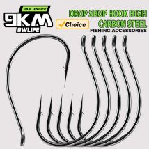 9KM Drop Shot Hook Bass Fishing Hooks 50-200pcs Black Nickel Wacky Hooks for Drop Shot Rig Wacky Rig Saltwater Freshwater