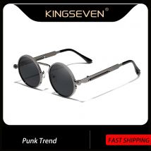 KINGSEVEN Occhiali da sole Steampunk gotici di alta qualità polarizzati uomo donna designer di marca occhiali da sole rotondi vintage con montatura in metallo