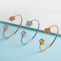 Klassisches Edelstahl Metall Blumen Charm Armband für Frauen einfachen Stil Armbänder rostfrei Handgelenk Schmuck Geschenk Party Klee