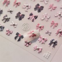 1 pz 5D Kawaii squisito fiocco rosa adesivo per unghie giapponese colorato piccolo nastro adesivo decalcomanie decorazione di arte del chiodo accessorio fai da te