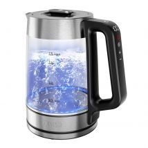DEVISIB Dual Wall Cool Touch Electric Glass Kettle 1.7L/2200W Fast Boiling Temperature Control Real-time Display Auto Shut-Off