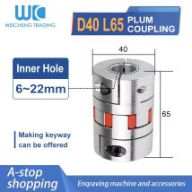 3-Backen-Kupplung D40 L65 5/6/7/8/9/10/12/14/15/16/17/18/19/20/21/22 mm CNC-Motor Kugelumlaufspindel Backe Spinne Pflaume Wellenkupplung flexibel