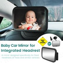 Fixed Headrest Baby Car Mirror 360° Rotation Clear Wide View, Easy Install, Compatible with Tesla & Other Models