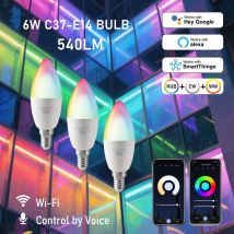 1-10PCS Tuya WiFi Bluetooth C37 E14 Smart Birne RGBCW 85-265V 6W LED Lampe Glühbirnen App Sprachsteuerung Unterstützung Alexa Google Hause