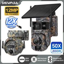SHIWOJIA 12MP 50X ZOOM Optyczny Zoom Kamera Solarna 4G Zewnętrzna Kamera Bezprzewodowa 360° Kamuflaż Bezpieczeństwa °   Nadzór bez martwych punktów