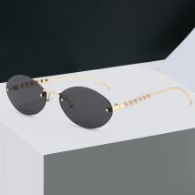 Rimless Oval Metal Sun Glasses Women Men Exquisite Sun Glasses Daily Leisure Eyeglasses Lady Man UV400 Protective Glasses