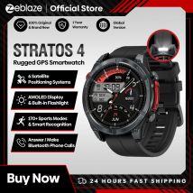 NEW Zeblaze Stratos 4 GPS Smart Watch 1.43 AMOLED Display Built-in Compass Barometric Altimeter Flashlight Voice Call Smartwatch