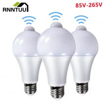 85-265V E27 Lampada con sensore di movimento PIR 9W 12W 15W 18W Lampadina a LED con sensore di movimento Rilevatore di movimento a radiazione a infrarossi Luce di sicurezza