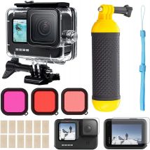 Zubehör-Set für Gopro Hero 12 11/Hero 10 9, schwarze wasserdichte Schutzhülle, schwimmende Unterwasser-Handgriff-Displayschutzfolie