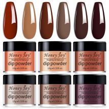 Feine 6 Box/Set braune Bräune Khaki Flachs Kastanie Kaffee Farbe Serie Dip Pulver Nagel Kit Tauch pulver Set als Nagel Gel-Effekt