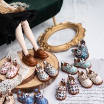 3.2cm*1.6cm Blyth Doll Shoes Mini Toy Accessories OB22 Shoes Checker Shoes Small Cloth P20 Body OB24 Handmade Cowhide Shoes