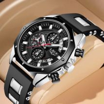 LIGE Mode Luxus Quarz Mann Uhr Silikon Armband Casual Sport Wasserdichte Uhren für Männer Chronograph Auto Datum Militär Uhr