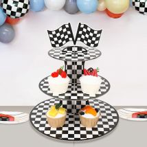 3-Tier Cartoon Racing Auto Spiel Party Kuchen Display Stand Schachbrett Gitter Cupcake Rack Halter Geburtstag Party Kuchen tablett Dekoration