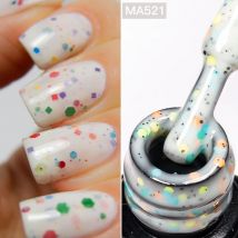 MEET ACROSS 7 ml Joghurt-weißer Nagelgel-Nagellack, glitzernd, splitterfest, langlebig, UV/LED-Varnis-Gel für Frühlings- und Sommernägel zum Selbermachen