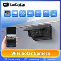 Leekooluu WiFi HD Telecamera per auto Pannello solare wireless 720P Visione notturna a infrarossi Telecamera magnetica IP67 Impermeabile Vista posteriore anteriore DVR