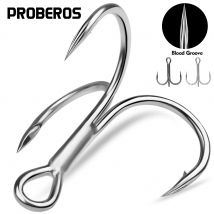 20 piezas anzuelos triples de alto carbono: súper afilados, tamaño sólido 1 # -14 #   Señuelo de pesca de acero con púas triples: anzuelo de pesca Jigging