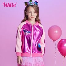 Vikita Mädchen Reiß verschluss Jacke Kinder Kosmos Pailletten Jacke Kleinkinder Mode Sport Casual Kostüme Kleinkind Kinder rosa Sportswear