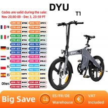 DYU-T1 bici elettrica a cremagliera da 250W con motore Brushless, batteria al litio 36V 10Ah City Commuter E-Bike, ebike per adulti da 20 pollici