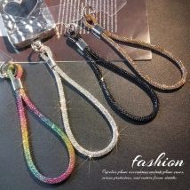Glitzerndes, auffälliges Strass-Handy-Charm-Lanyard für iPhone, Diamant-Kristall, Handy-Handgelenkbänder, Schlüsselanhänger, zum Aufhängen, Anti-Verlust-Spiel