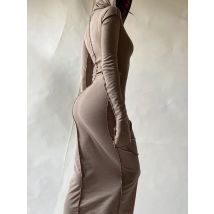 Hugcitar Langarm Mit Kapuze Patchwork Dünne Maxi Kleid Herbst Winter Frauen Mode Streetwear Casual Y2K Outfits