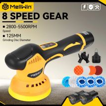 MELLWIN 125 millimetri Cordless Auto Elettrica Lucidatrice Macchina 8 Regolazione Senza Fili Auto Lucidatore Ceretta Levigatura Strumento Per 12V Batteria