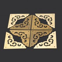 4Pcs Retro Chinese Style Furniture Hardware Corner Brackets Protector Covers for Cabinet Trunk Chest Jewelry Box Desk Pure Brass