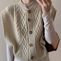 Heliar Frauen Knöpfe bis Pullover Weste Kaschmir gestrickt lose lässige Pullover Weste Büro Weste Frauen Herbst Winter Strickweste