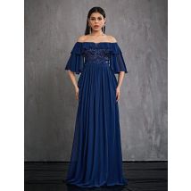 Mgiacy One-Shoulder-Ballkleid aus plissiertem Chiffon mit Rüschen und Spitze (Schwerindustrie-Stil)
