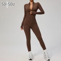 SOISOU Zipper Overall Frauen Schnelle Trockene Kleidung Sportswear Frau Gym Yoga Sport Sets Spandex Nylon Workout Sets Frauen Trainingsanzug