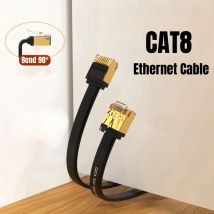 CYANMI 90 Degree Cat8 Ethernet Cable, 40Gbps 2000Mhz Network Cord, RJ45 Connector Gaming LAN Cable,for Gaming PC PS Xbox Modem
